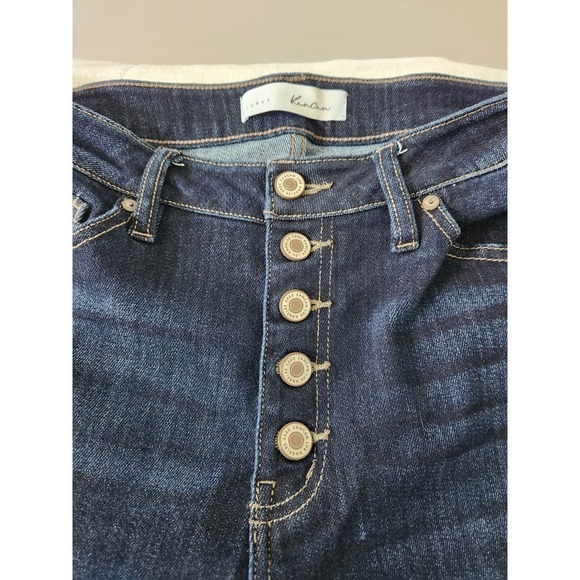 Kan Kan curvy birdie high rise skinny jeans dark wash sz 29 button fly stretch - Picture 2 of 9